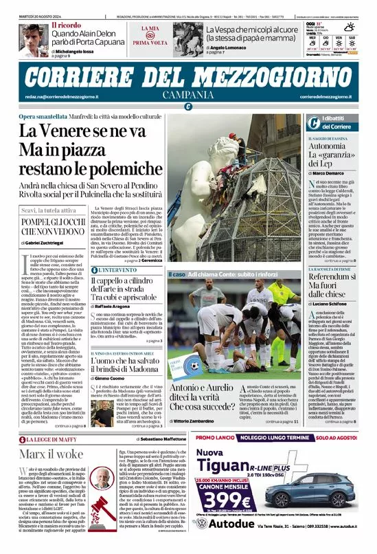 Prima-pagina-corriere del mezzogiorno-del-2024-08-20